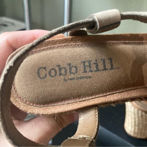 Cobb Hill | Michelle Open Toe Leather Woven Strappy Basket Wedge Heel Sandal - Picture 4 of 8